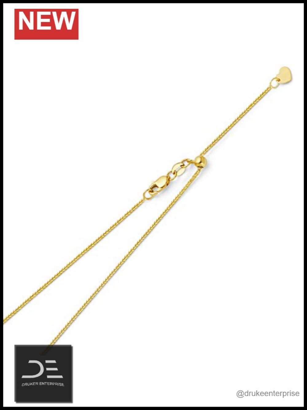 14k Solid Yellow or White Gold Wheat Chain Necklace 0.8mm Lobster Claw